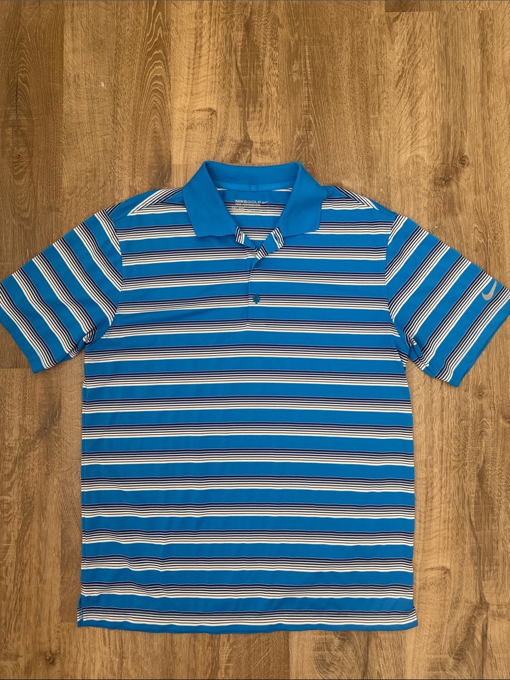 Nike Men’s Golf Tour Performance Dri-Fit Blue Striped Polo Shirt